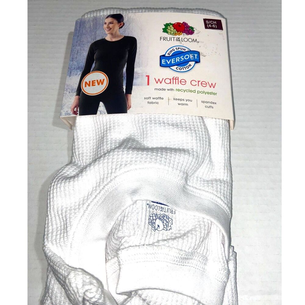 Fruit of the Loom EverSoft Women's Waffle Pant Size Small White NEW!
